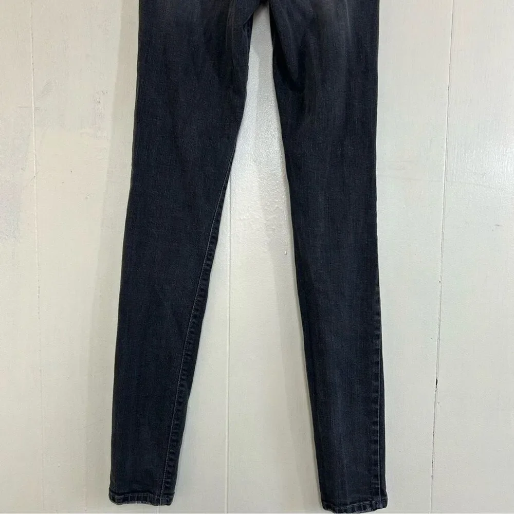 Flying Monkey Skinny Jeans Size 26 Wash Black Denim Distressed Stretch Jeans